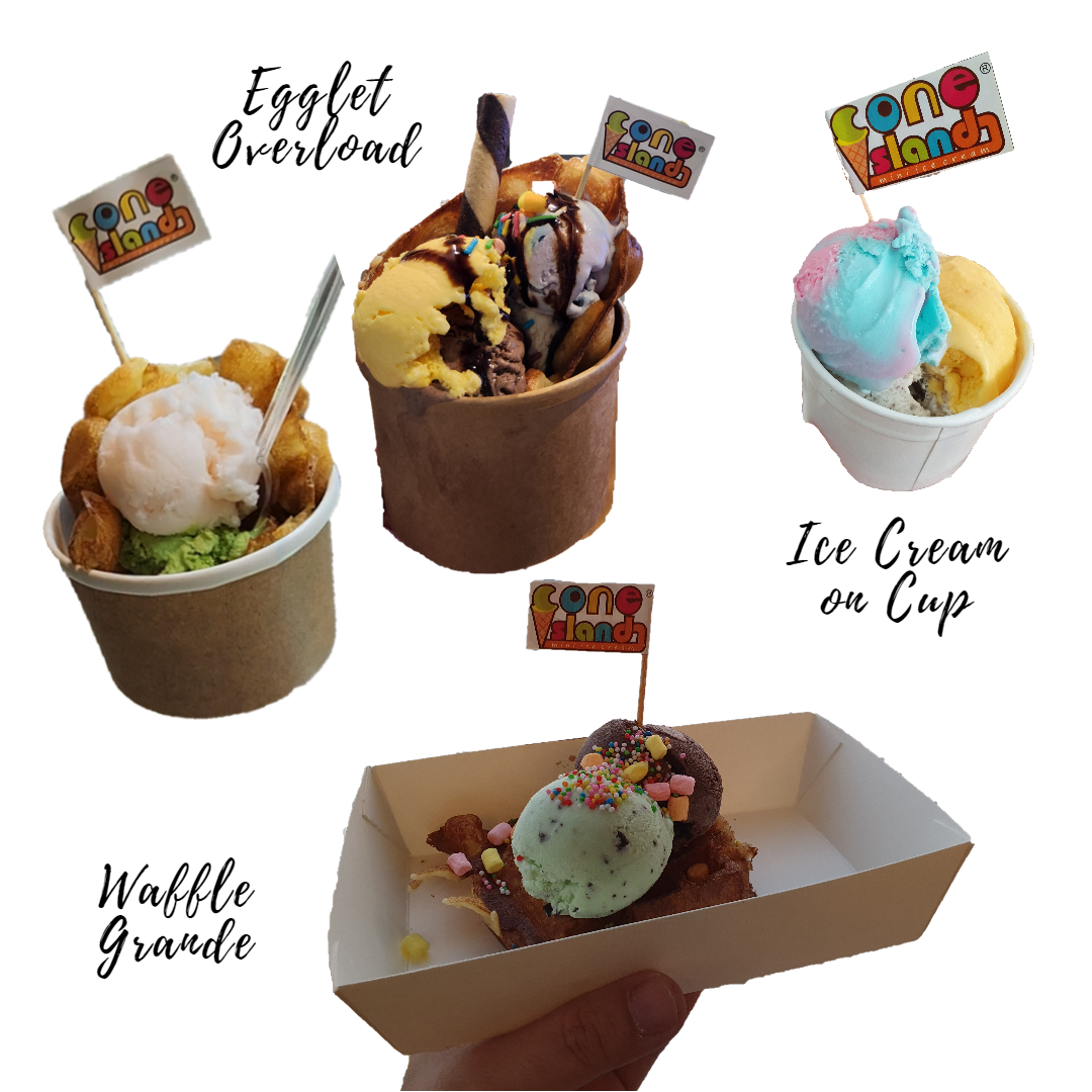 Waffle, Egglet & Ice Cream on Cup