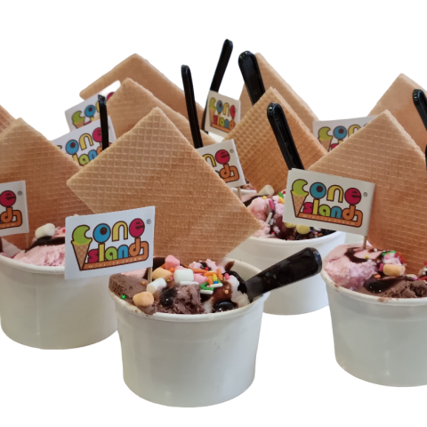 Ice Cream on Cup with Wafer & Toppings